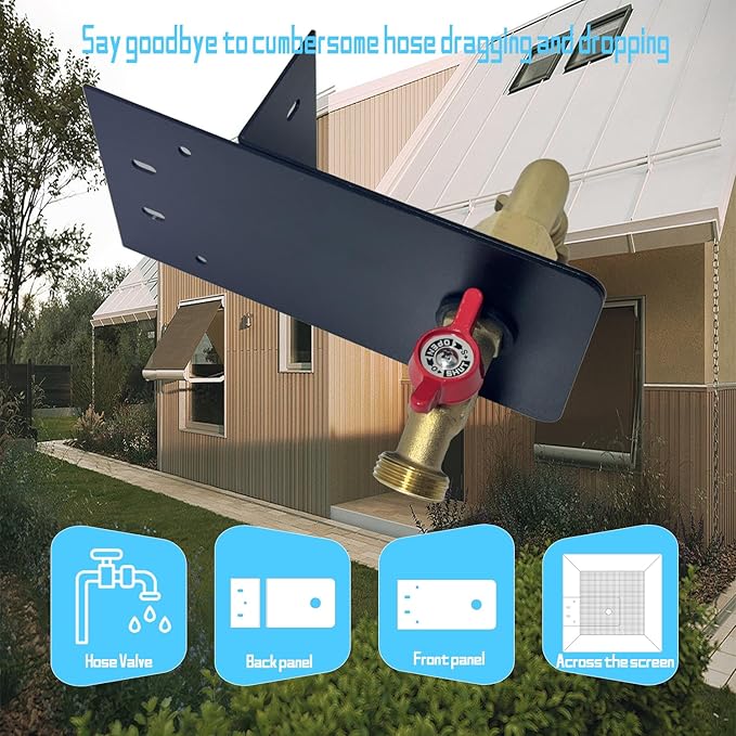 Garden hose faucets, backyard hose holders, outdoor balcony Hose Bibb Valve, faucet screen clamping bases, faucet holders for laying a hose in a lanai or any screened window (BLACK)