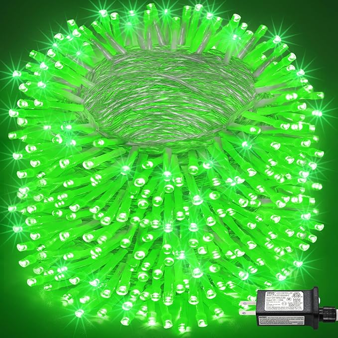 262FT 800 LED Outdoor String Lights, Connectable St Patricks Day Lights Waterproof with 8 Modes, Plug in Clear Wire Twinkle Lights for Indoor Bedroom House Wedding Party Decorations, Green