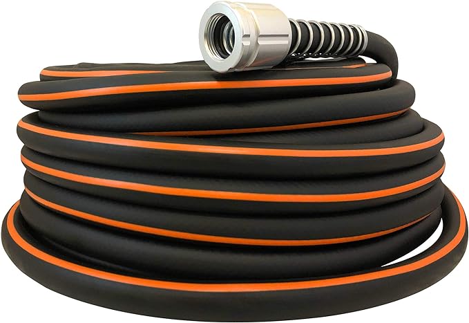 Flexon Flextreme Pro 5/8" x 50ft Performance Rubber Garden Hose – Heavy-Duty, Kink-Resistant, All-Weather Flexibility, Industrial-Grade Couplings, Durable Outdoor Watering Hose for Lawn & Garden