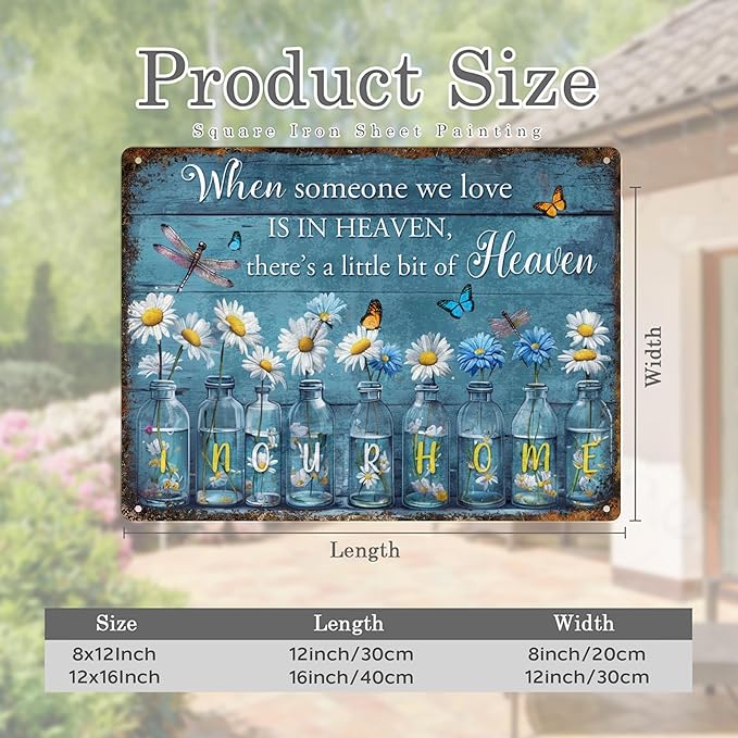 Custom Garden Signs Personalized Metal Tin Sign for Women, Retro Funny Welcome Metal Sign for Outdoor, Patio, Yard Rustic Home Decor Gift for Mothers Day, Grandmas, and Gardening Lovers Blue