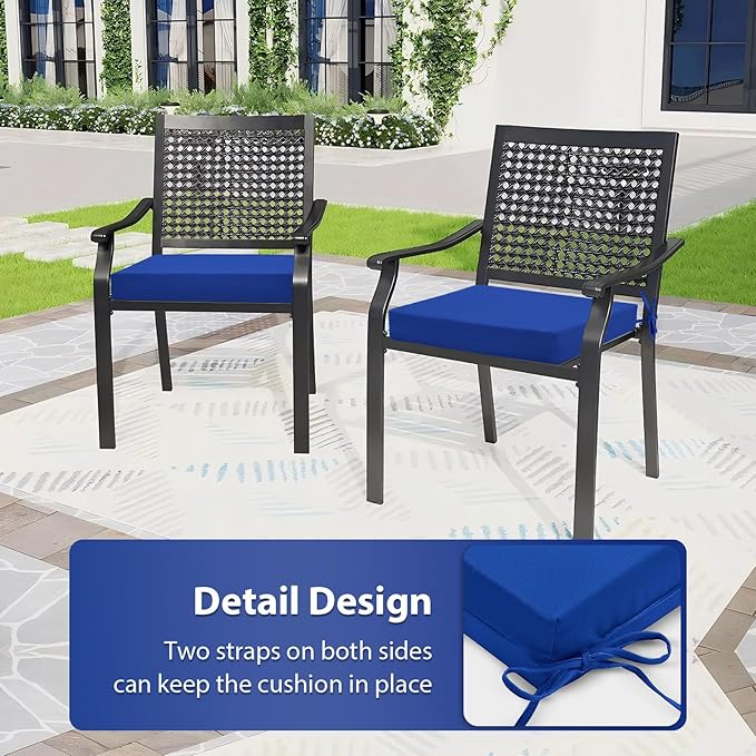 Outdoor Chair Cushions Set of 4, 18.5 x 16 Inch Patio Chair Cushions for Outdoor Furniture, Water Resistant, Non-Slip Ties(Royal Blue)