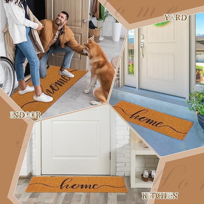Long Doormat 48''x16'' Front Door Mat for Entrance Inside Outdoor Large Decorative Door Rug Welcome Mat for Outside Home Entry(Home,Yellow)