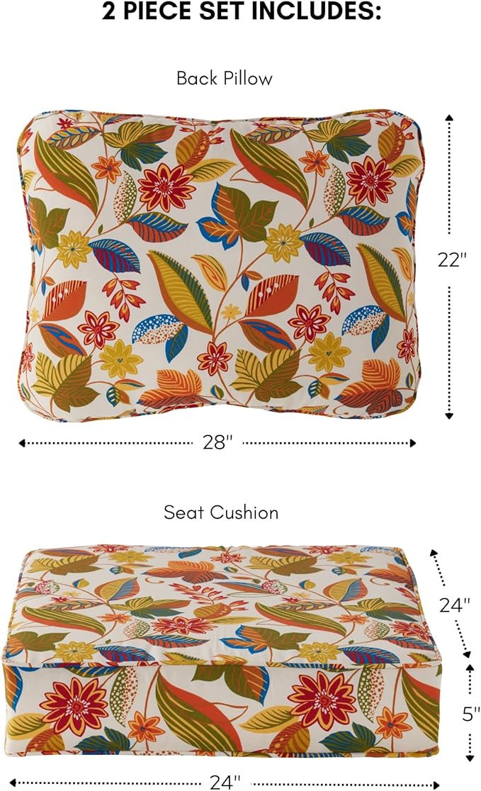 Greendale Home Fashions Outdoor Reversible 2-Piece Deep Seat Cushion Set, Foliage