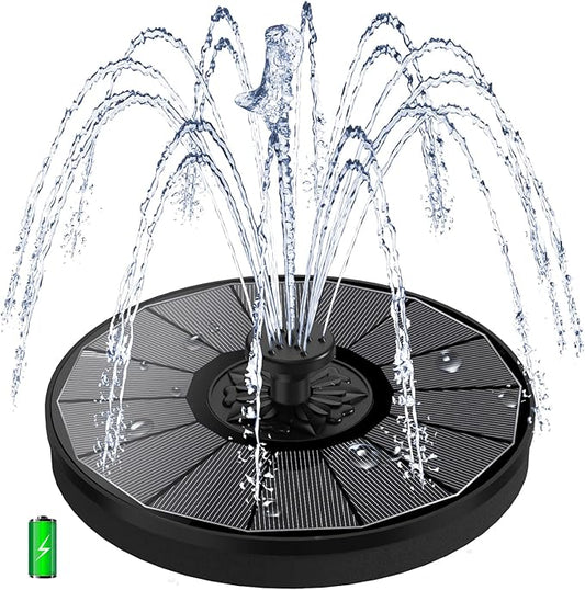 Yzert Solar Fountain with 2000 mAh Battery Backup Works in Cloudy, Glass Solar Powered Bird Bath Fountains with 7 Nozzles, 3.5 W Solar Fountain Pump for Birdbath,Garden, Outdoor, Pond (Black)