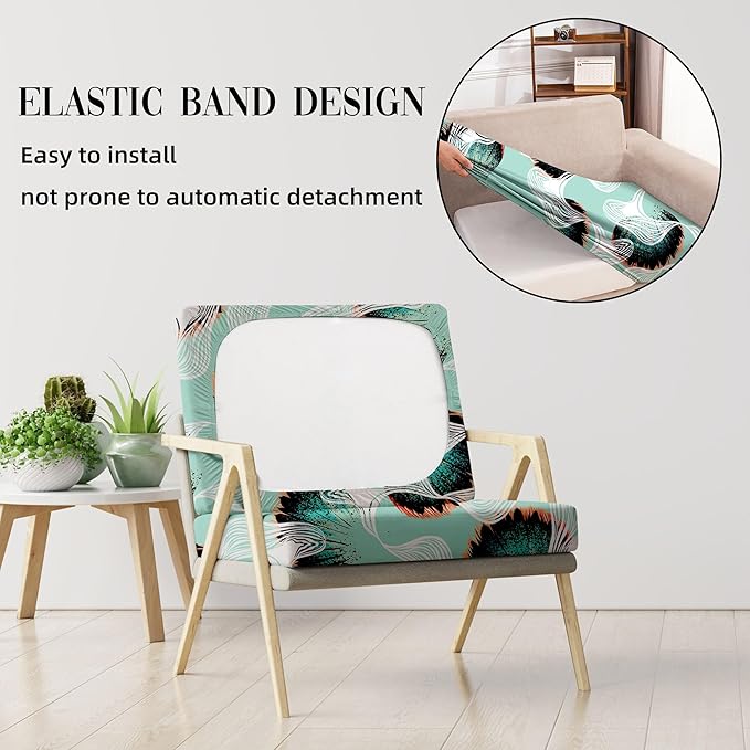 8Pcs Outdoor Cushion Covers, Patio Cushion Covers,Stretch Elastic Slipcovers, Replacement Washable & Reusable Furniture Protector for Patio Couch (Ripple-Pattern,Cover Only)