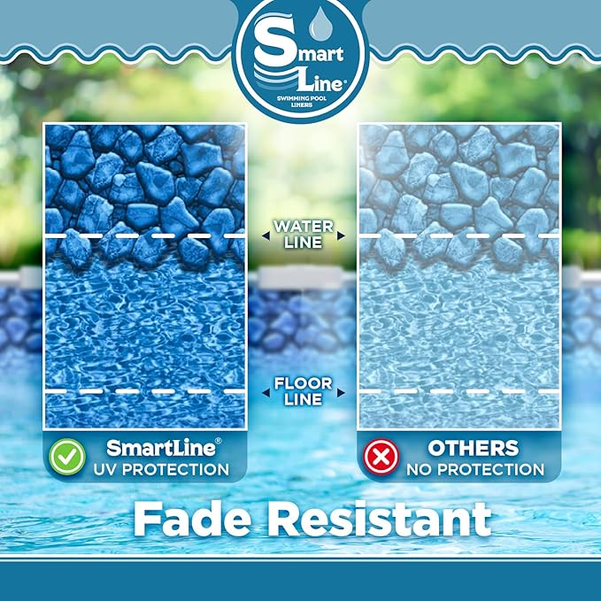 Smartline 33 ft Round Swimming Pool Liner | Boulder Swirl | Overlap Style | 48-52 Inch Wall Height | 30 Gauge Vinyl | for Steel Sided Above Ground Pools | Gasket Kit Included