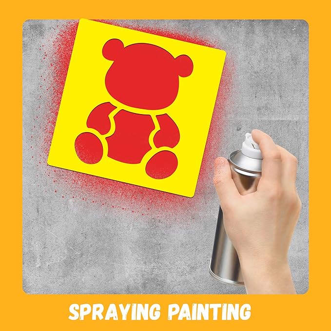 24 Piece Stencils for Kids Stencils for Painting Sidewalk Chalk Stencil Outdoor Garden Themed Stencil Kids Style Collection-5in