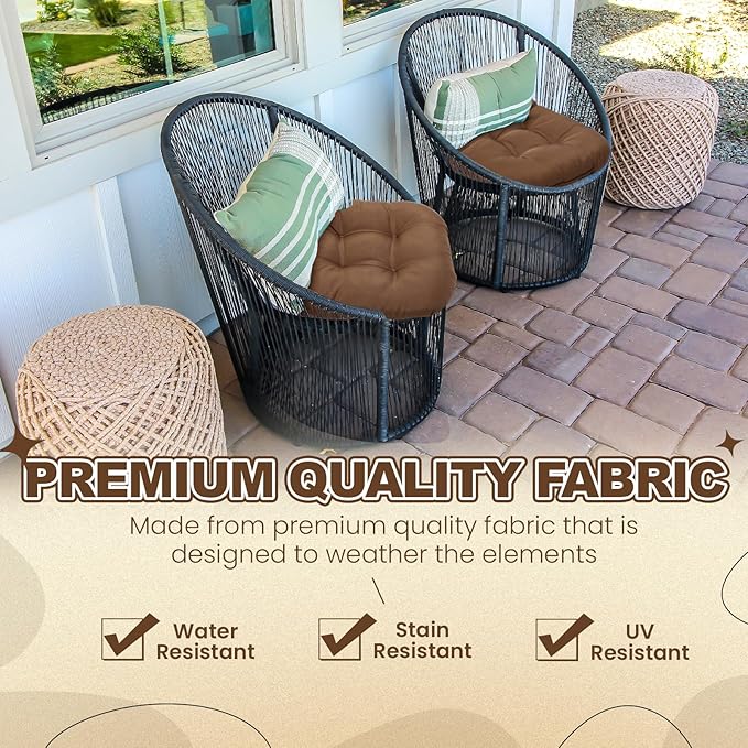 Barydat 3 Pack Wicker Furniture Cushions Waterproof Outdoor/Indoor Tufted Wicker Chair Cushions 1 Loveseat and 2 U-Shape Rattan Chairs for Patio Furniture, Rattan Love Seat, Bench(Brown)