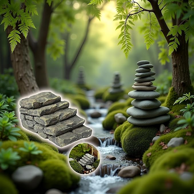 Miniature Resin Bridge Stair Stone Straight Bridge Stairs Steps Garden Fairy Ornament Micro Landscaping Decor Bonsai Craft Straight Stairs Outdoor, Garden Sculptures and Statues, Decorations