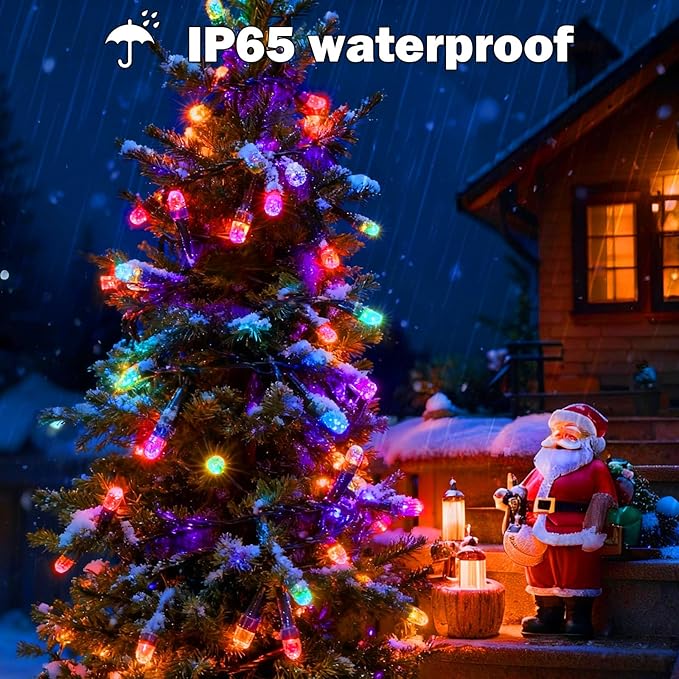 SOLARBABY Solar Christmas Lights Outdoor,142Ft 400 LED Crystal Beads Solar String Lights with Remote,19 Mode Christmas Light Solar Power Waterproof for Garden Patio Xmas Tree Christma Decor,Multicolor