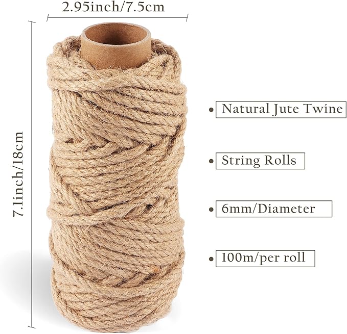 Natural Jute Twine (82ft, 6mm)