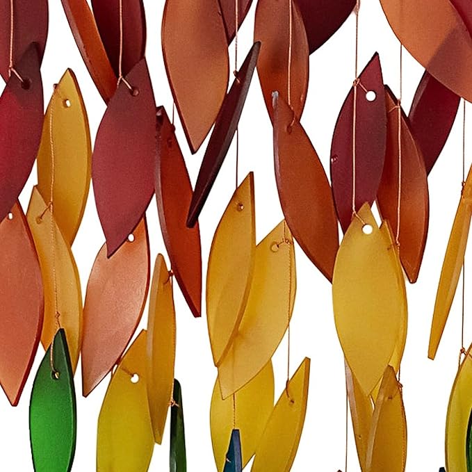 Blue Handworks Deluxe Waterfall & Driftwood Chime, Sandblasted Glass and Found Wood Handcrafted Wind Chime