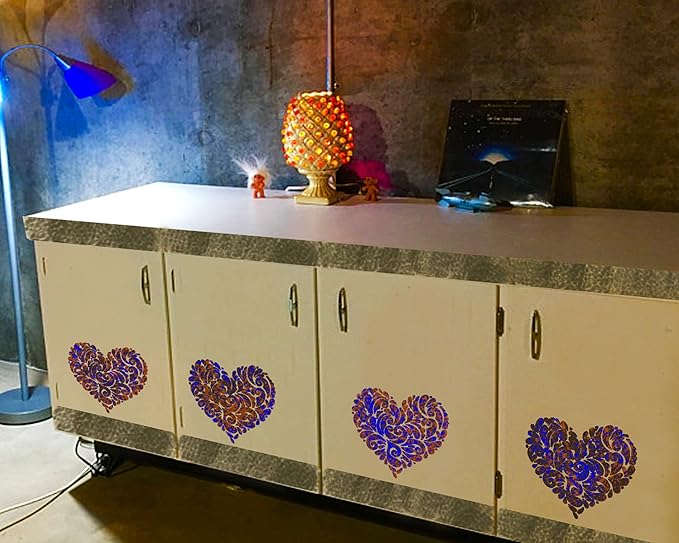 10x10 Inch Large Mandala Heart Stencil for Painting on Wood, Canvas, Paper, Fabric, Walls and Furniture - Boho Stencil - Reusable DIY Art and Craft Stencils - Heart Templates