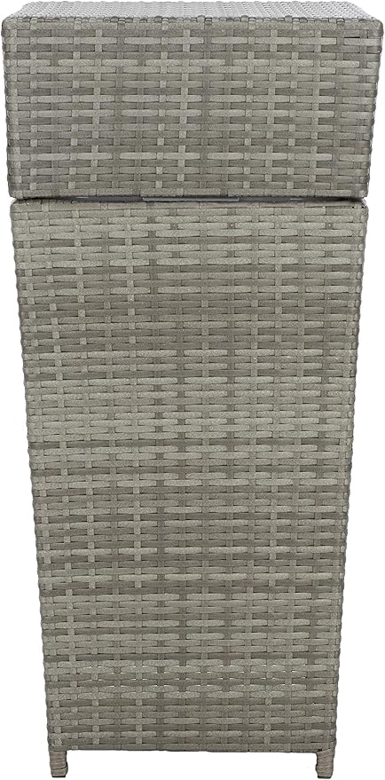Safavieh Outdoor Collection Mazeli Grey Wicker Trash Bin