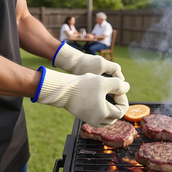 G & F 1689L Dupont Nomex® & Kevlar® Heat Resistant Oven Gloves, for BBQ, Fireplace,and Grilling. Commercial Grade, Large, Sold by 1 Piece