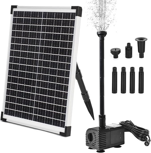 ECO-WORTHY Solar Water Fountain Pump Kit 449 GPH Flow 25W Adjustable Dry-Run Protection Solar Pond Pump Monocrystalline Solar Panel Powered Water Pump for Ponds, Garden, Waterfall, Pool, Birdbath