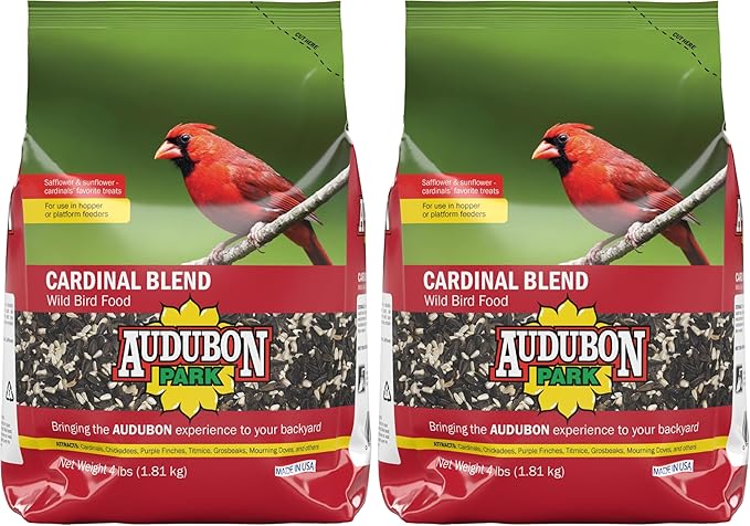 Audubon Park Cardinal Blend Wild Bird Food,Cardinal Bird Seed for Outside Feeders,4-Pound Bag,(Pack of 2)