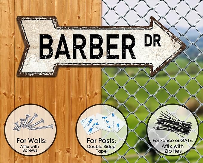 Mukuko Decor Barber Dr Sign, 6" x 18" Arrow Metal Signs Hair Stylist Cut Chair Hairdresser Business Tin Sign Street Aluminum Plaque Decor Vintage Retro Wall Art Poster