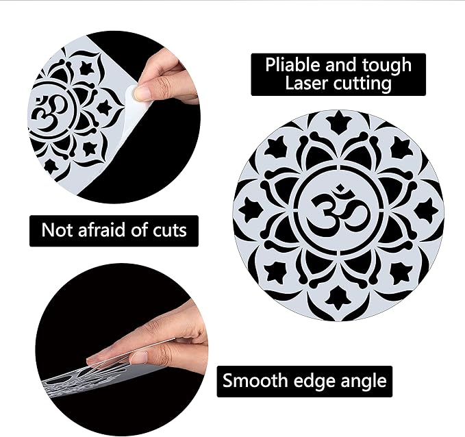 GORGECRAFT Chakra Mandala Stencil Reusable Flower Template Large 11.8x11.8 Inch DIY Home Signs Decor for Painting on Wood Scrapbook Card Wall Floor Drawing