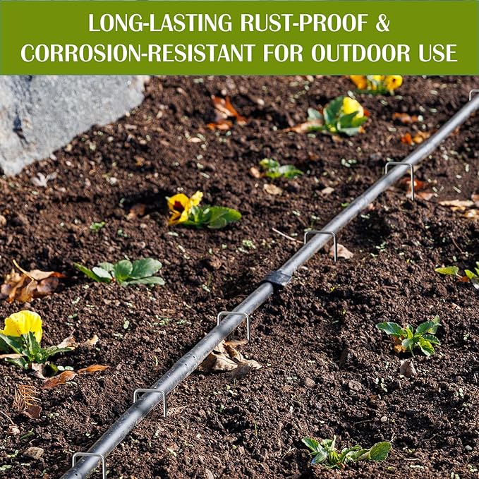 Whonline 75 Pack Landscape Staples 6 Inch, Galvanized Garden Stakes U-Shaped Landscaping Pins Tent Stakes Yard Ground Staples for Weed Barrier Fabric Lawn Fence Turf Plant Cover Outdoor Decorations
