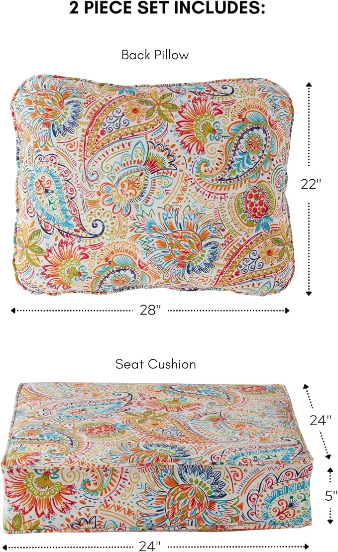 Greendale Home Fashions Outdoor Reversible 2-Piece Deep Seat Cushion Set, Jubilee