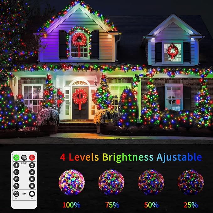 132 FT 400 LED Fairy Lights Plug in Christmas String Lights Outdoor Waterproof Twinkle Lights with Timer 8 Modes Memory for Holiday Wedding Party Tree Wall Bedroom Garden Decorations-Multicolored