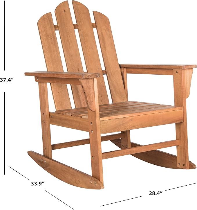 SAFAVIEH Outdoor Collection Moreno Teak Brown Rocking Chair