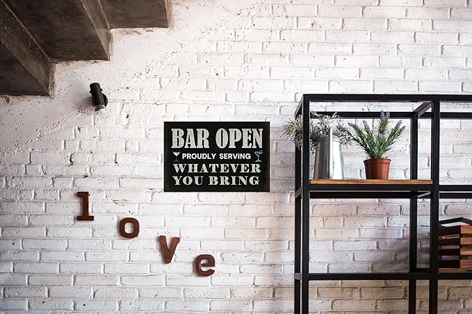 Vintage Bar Wall Decor Sign - 'Bar Open' for Home Bar, Club, Kitchen - Fun Gift for Beer Lovers, 8x12 Inch