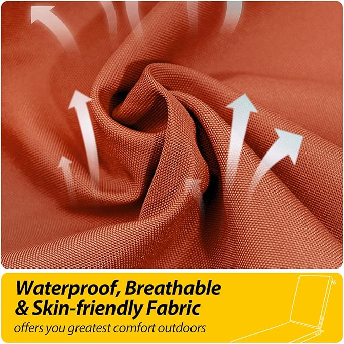 AAAAAcessories Outdoor Chaise Lounge Cushions, Fade-Resistant, Waterproof Patio Furniture Replacement Cushions, 74" x 23" x 3", Set of 2, Rust