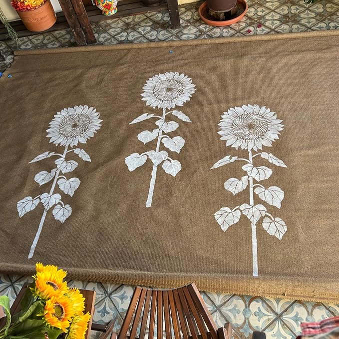 Large Flower Stencils for Painting Sunflower Stencils for Walls 14” Floral Stencil Templates for Garden Fence Wood Furniture Fabrics
