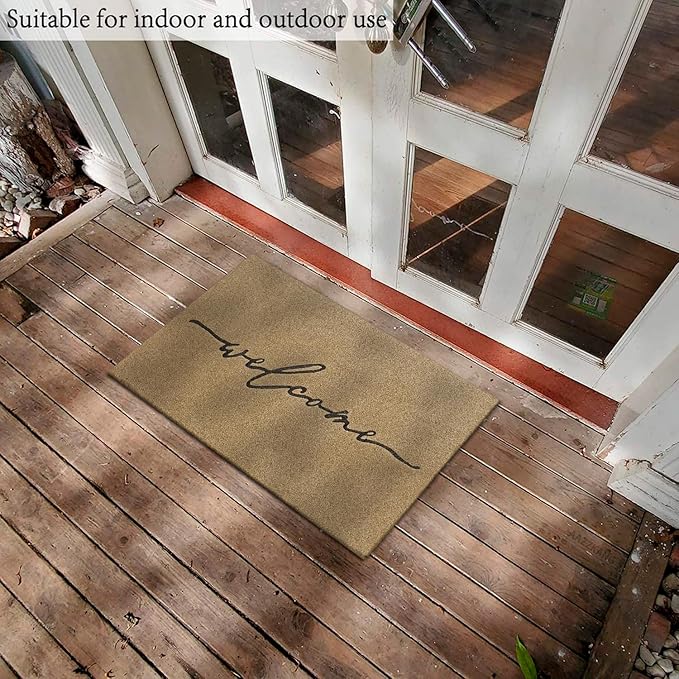AAZZKANG Welcome Mats Outdoor with Non Slip Rubber Backing Easy to Clean Outdoor Indoor Doormat for Front Door High Traffic Areas Entrance Large