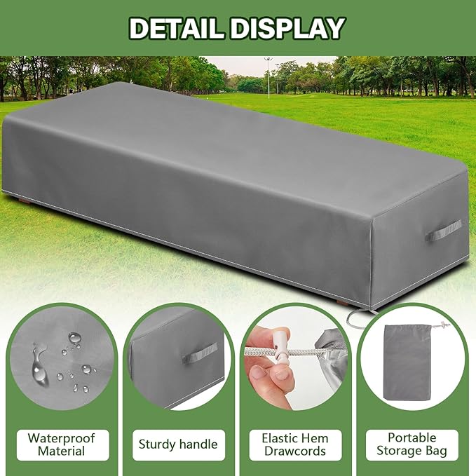 4 Pcs Patio Chaise Lounge Cover Waterproof Outdoor Lounge Chair Cover 30" D x 83" W x 12" H UV Resistant with Handle Strap for Furniture Protection (Gray)