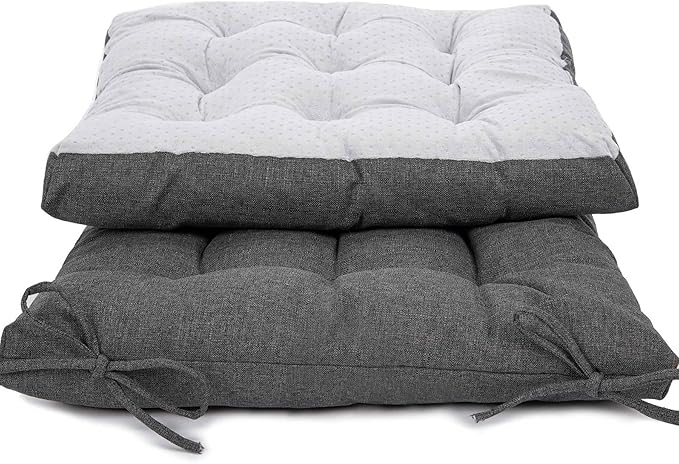 Rocking Chair Cushions Comfortable Tufted Seat Cushion Pads Non-Skid Backed Set of Backrest Cushion and Seat Bottom for Porch Rocker Adirondack Chair (Darkgrey, Backrest-24X17,Bottom-17x17)