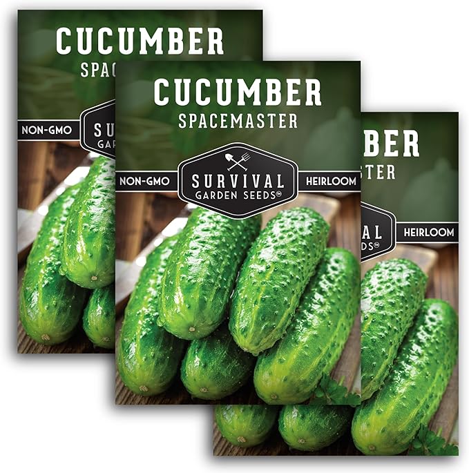 Spacemaster Cucumber Seeds for Planting | Compact Heirloom Non-GMO Variety for Small-Space Gardens – Survival Garden Seeds (3 Packs)