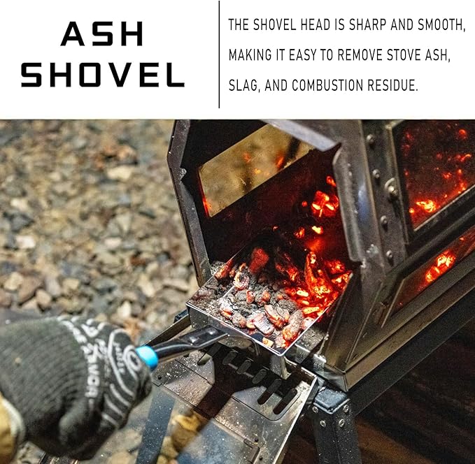 SoloWilder Ash Shovel for Fire Pit & Fireplace - Gardening Tool, Charcoal Scoop - 14.6" Blue