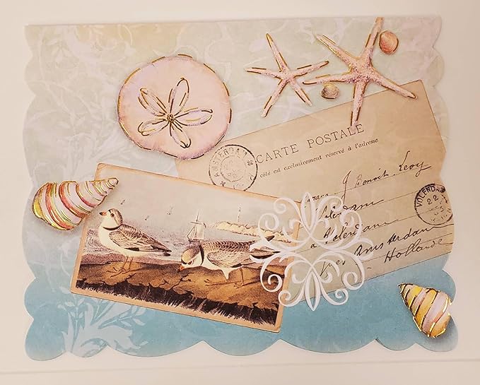 Poster Foundry Seaside Portfolio Boxed Note Cards by Carol Wilson. 10 embossed 4x5 Die-Cut Notecards and Matching Envelopes in Decorative Gift Box with Magnetic Flap. NCP4016