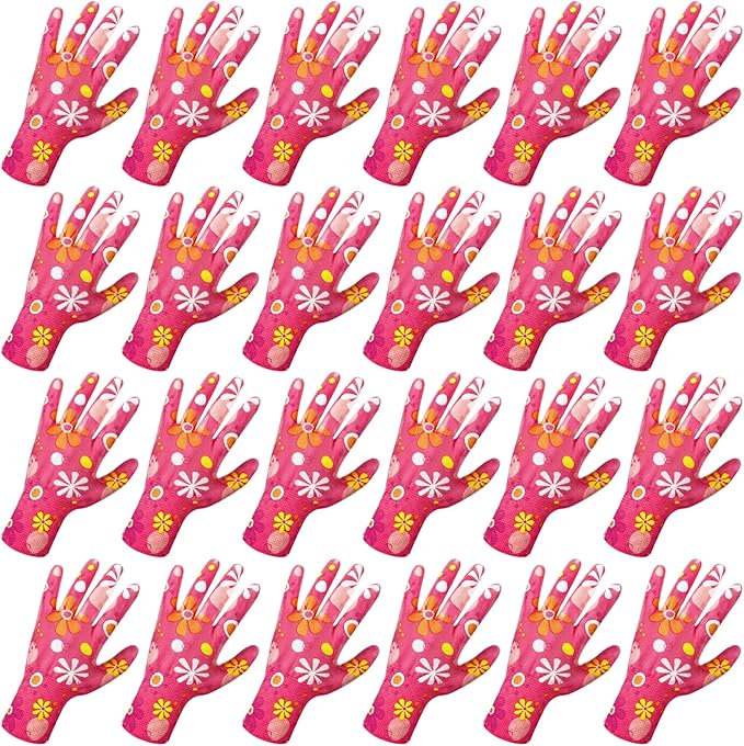 24 Pairs Gardening Gloves for Women PU Coated Breathable Non-slip Knitting Gloves for Gardening Planting Seeding