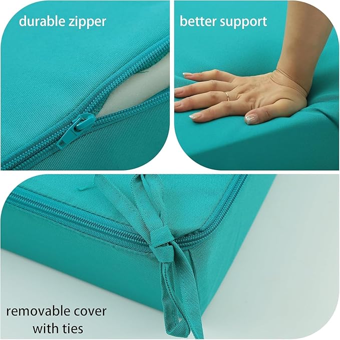 Outdoor Cushions for Patio Furniture, Outdoor Seat and Back Cushion, Waterproof Hampton Bay Deep Seat Replacement Couch Cushions for Garden Lawn, 26.5x26.5 Blue