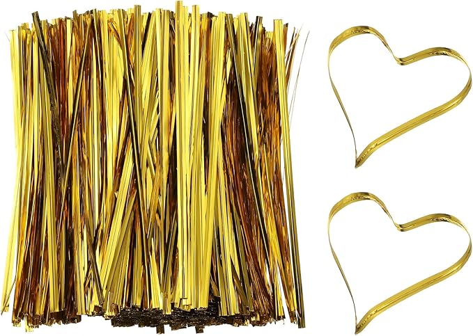 PATIKIL Bag Twist Ties 6 Inch, 800 Pcs Metallic Bread Ties for Treat Plastic Bags Gift Wrapping Candy Coffee Bag Plant Party Cake Favor, Gold