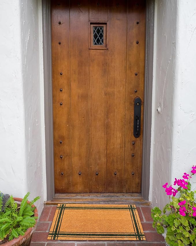 KAF Home Coir Doormat with Heavy-Duty, Weather Resistant, Non-Slip PVC Backing | 17 by 30 Inches, 0.6 Inch Pile Height | Perfect for Indoor and Outdoor Use (Green)