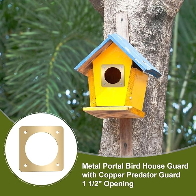 Hotop 18 Pcs 1 1/2'' Opening Metal Bird House Guard Portal Bird House Hole Protector with Copper Opening Protector Guards for Eastern Bluebird Rooms Sparrow Houses