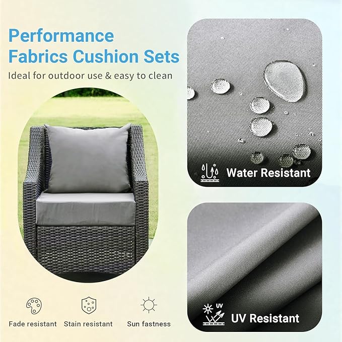 Outdoor Cushions for Patio Furniture,Outdoor Seat Cushion Set 24 x 24 x 5.75 Inch,Waterproof & Fade Resistant Outdoor Chair Cushions,Deep Patio Chair Cushion with Removable Cover,Grey