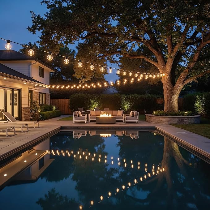 RTTY Classic Series 100FT All-Purpose Outdoor String Lights with 37 G40 Bulbs - Versatile for Patio & Deck Lighting, Backyard Gatherings, Poolside Evenings, and Intimate Wedding Decor