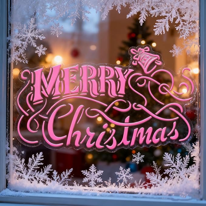 TIAMECH A4 Reusable Merry Christmas Stencil for Painting - Winter Holiday Words & Jingle Bell Layering Template, DIY Wall Art, Wood Furniture, Scrapbook & Crafts (8.3x11.7inch)