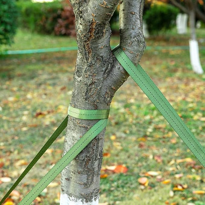 Biubee 2,425 Lbs Strength Tree Straps - 108FT Tree Tie Support Straps for Staking, Green Blend in with Landscaping for Guying Young Trees Straight and Storm Protection, for Outdoor Plants, 1" Wide