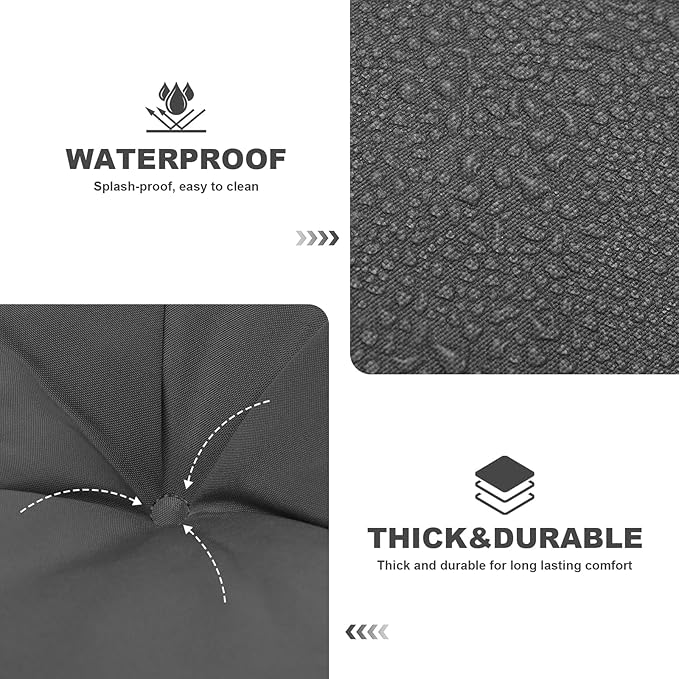 Porch Swing Cushions,Outdoor Cushions 3 Seater Replacement with Backrest, Waterproof Thickened Bench Cushion with Ties for Porch, Patio,Outdoor, Backyard and Garden (Dark Gray 40 * 40 in)