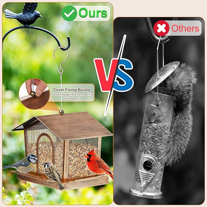 LBTING Bird Feeder for Outside, Metal House-Shaped Bird Feeder, Squirrel Proof Wild Bird Feeders for Hanging Outdoor Garden Yard - Gold