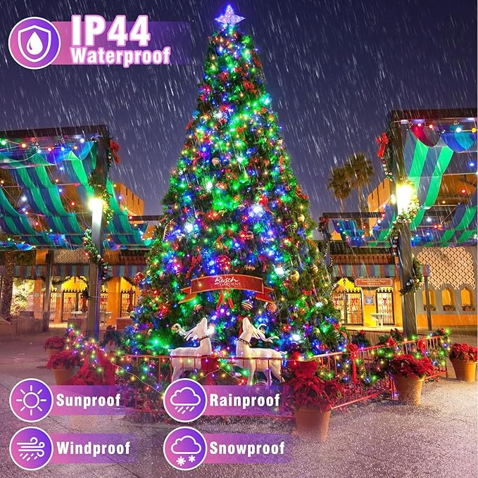 165FT 500 LED Outdoor String Lights, Connectable Christmas Lights Indoor Waterproof with 8 Modes, Plug in Twinkle Fairy Lights Clear Wire for Easter Bedroom Wedding Patio Party Decorations, Multicolor
