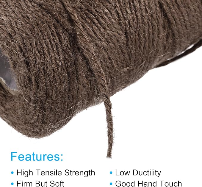 MECCANIXITY 328 Feet Garden Twine, 2mm Craft Jute Twine String Jute for Artwork, DIY Crafts, Gift Wrapping, Brown Pack of 2