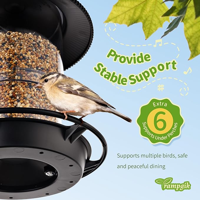 Outdoor Bird Feeder, Retractable Bird Feeder Hanging, Metal Hanger, Rainproof & Leak-Proof, Black, Pack of 2